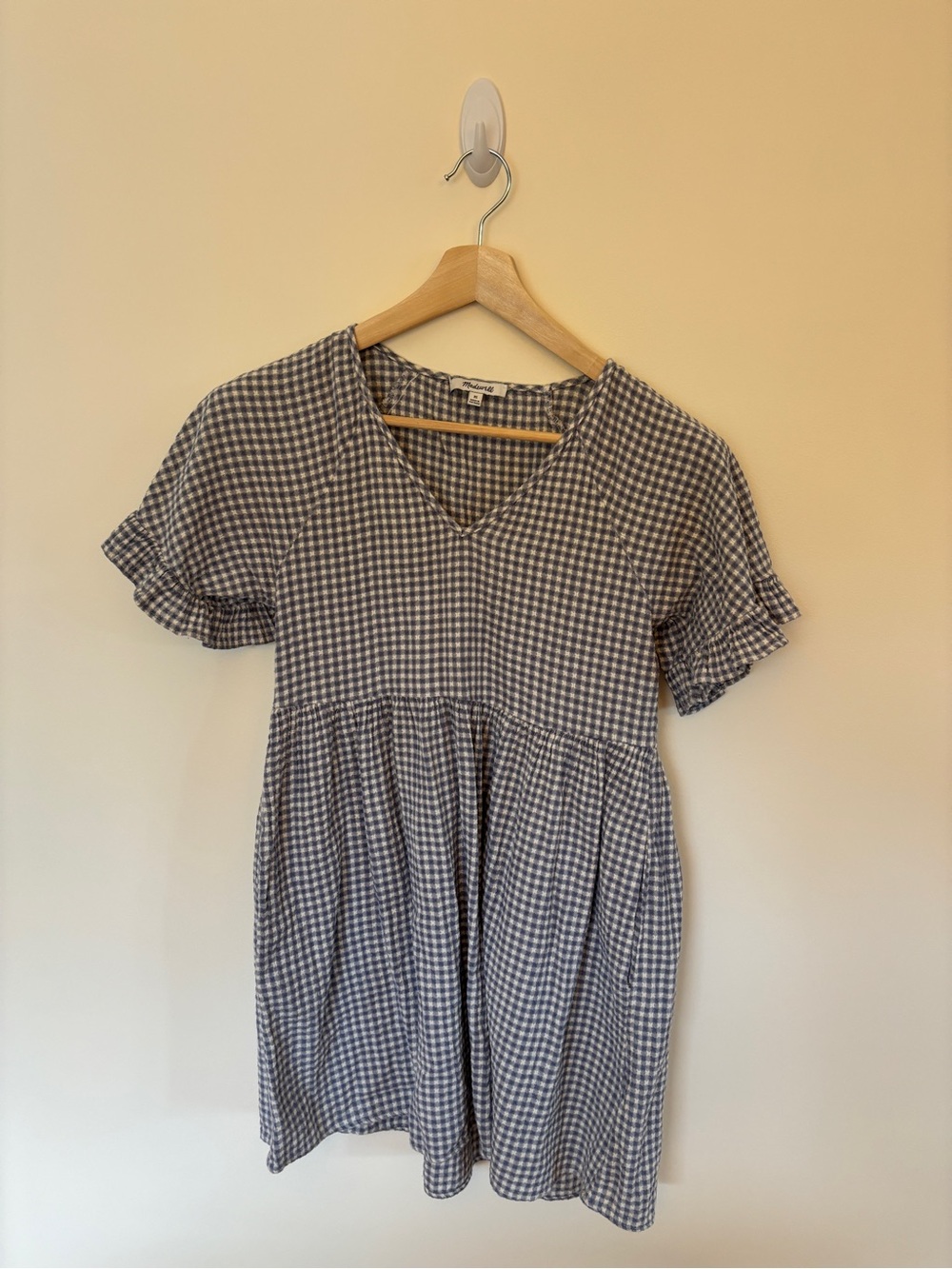 Madewell Gingham V-Neck Babydoll Dress